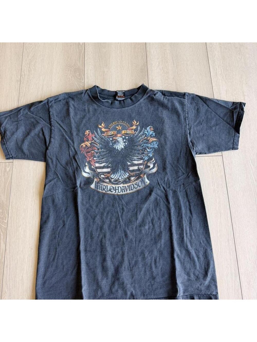 Harley Davidson Men's Black and Grey Tshirt